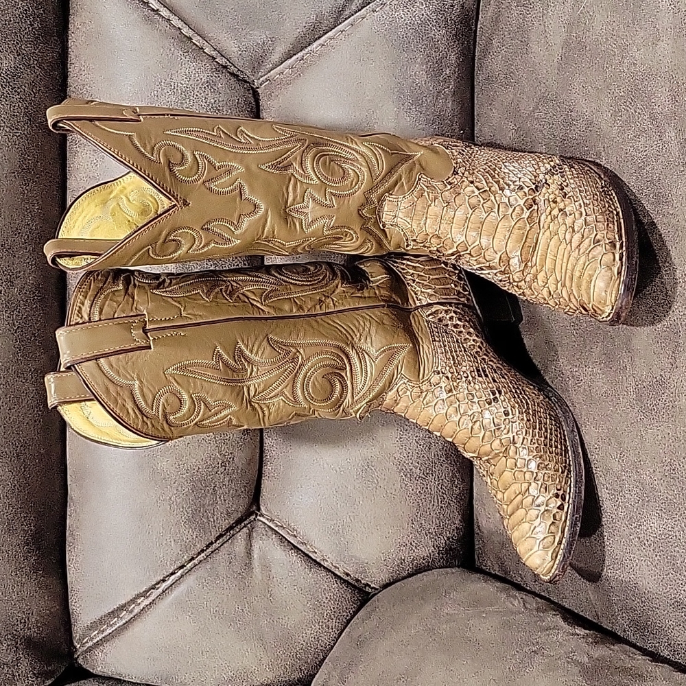 Mens Vintage Justin Python Snakeskin Boots 8D Great Condition!